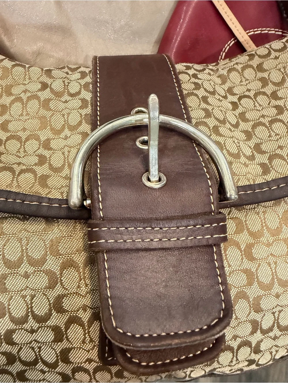 Coach SoHo Signature  Canvas and Leather Shoulder Bag in Brown